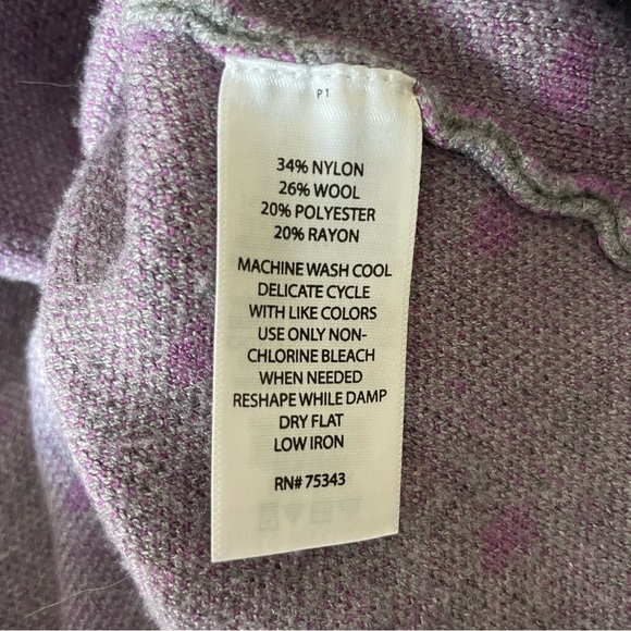 Cynthia Rowley Purple And Grey Polka Dot 3/4 Sleeve Heavy Sweater Size Medium - Picture 8 of 8